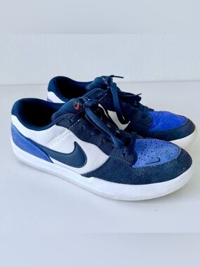 Nike SB Force 58 Men’s Skate Shoes-Suede-Canvas-Colorway Obsidian Royal-Size 8